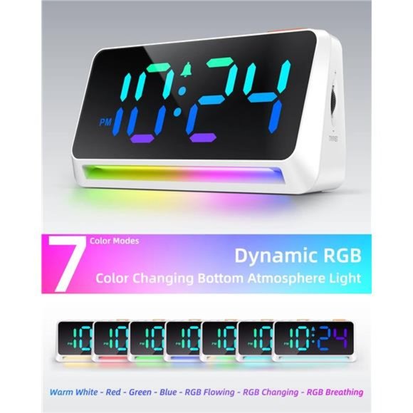 [RGB] Super Loud Alarm Clock for Bedroom, Heavy Sleepers, Adults | Dynamic RGB - Picture 4 of 5
